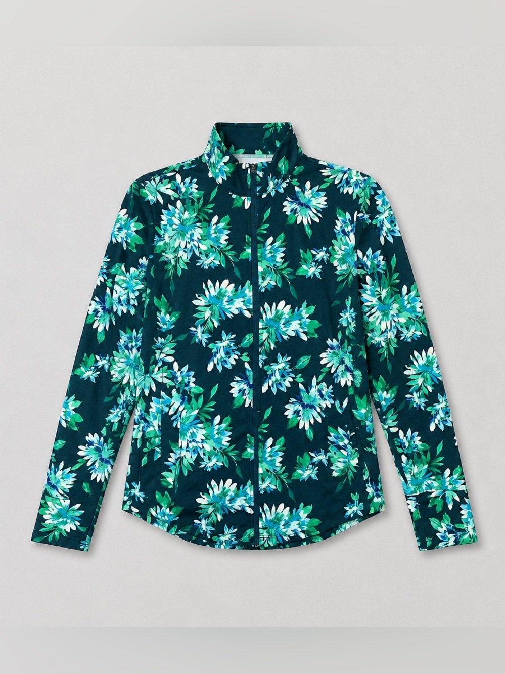 Tommy Bahama Active Golf/Tennis Full Zip Top Jacket ~ Teal Floral Size L